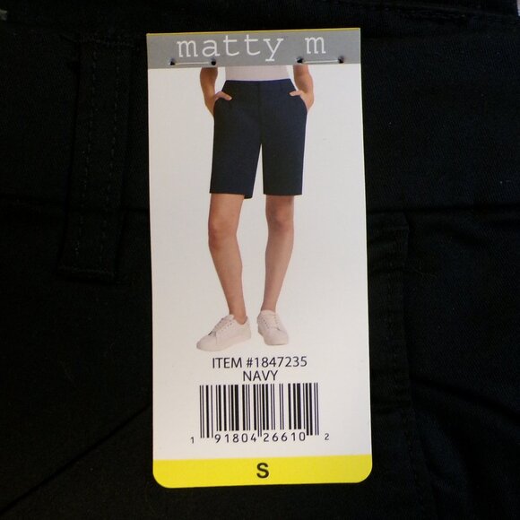 MATTY M 2 Pair Women's NWT Bermuda Shorts Flat Front Navy Blue & Beige Sm - Picture 4 of 9